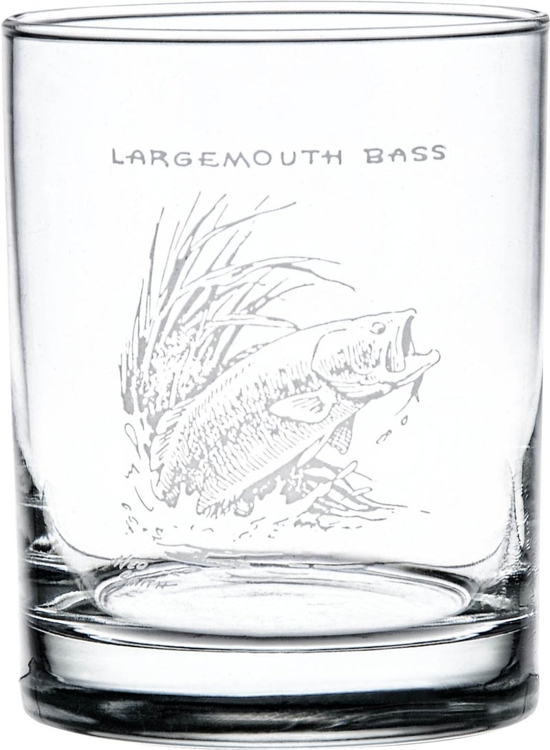 Culver Ned Smith Freshwater Fish 14-Ounce (DOF) Double Old Fashioned Glass Assorted Set of 4 - Image 3